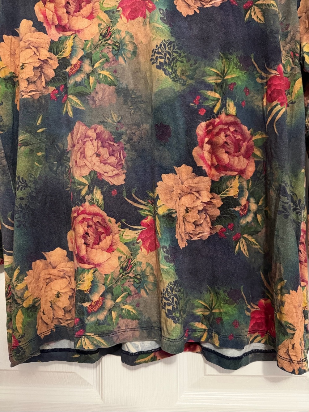Johnny Was The Janie Favorite 3/4 Sleeve V-Neck Tee Top Catalina Floral Boho L - Picture 3 of 8
